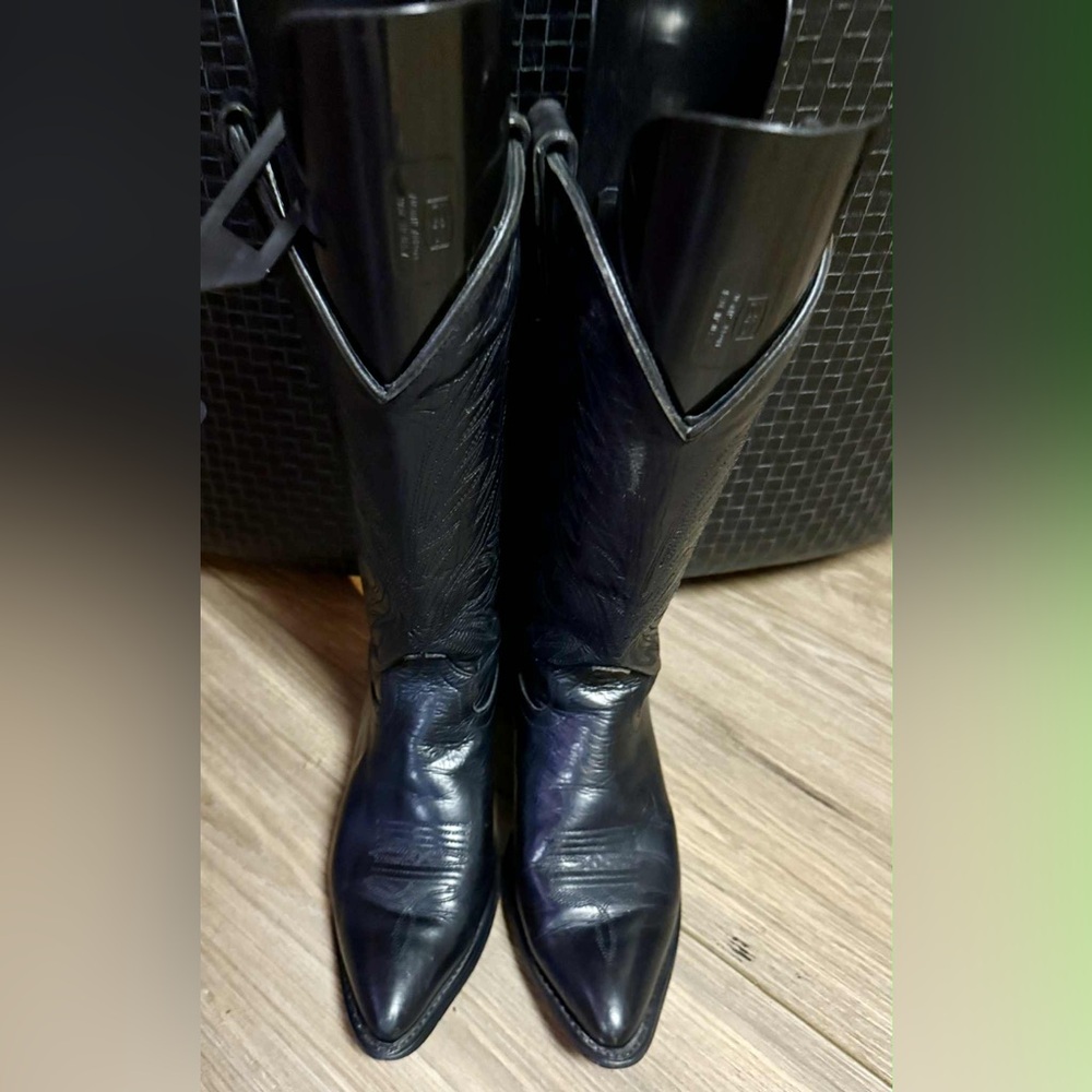 Black code west Leather Cowboy Boots